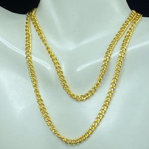 Solid 24K yellow gold 4.45mm curb link necklace 23" 40.4gm JR8098